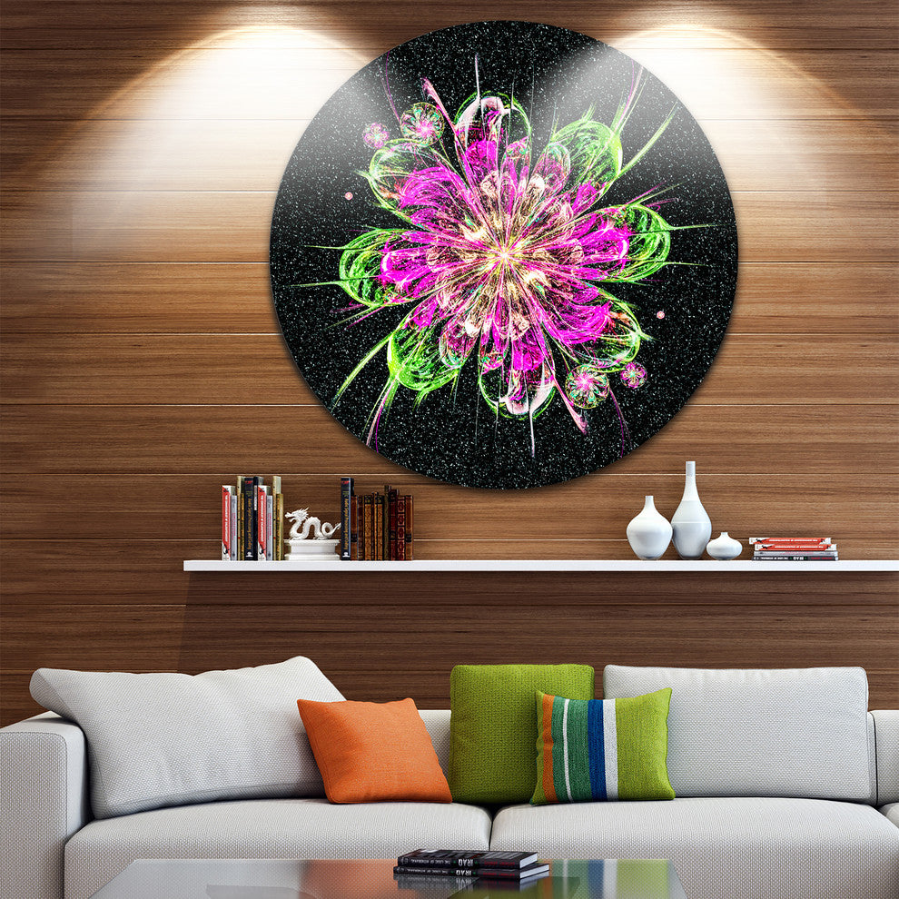Perfect Fractal Flower In Purple And Green, Floral Round Wall Art, 11"