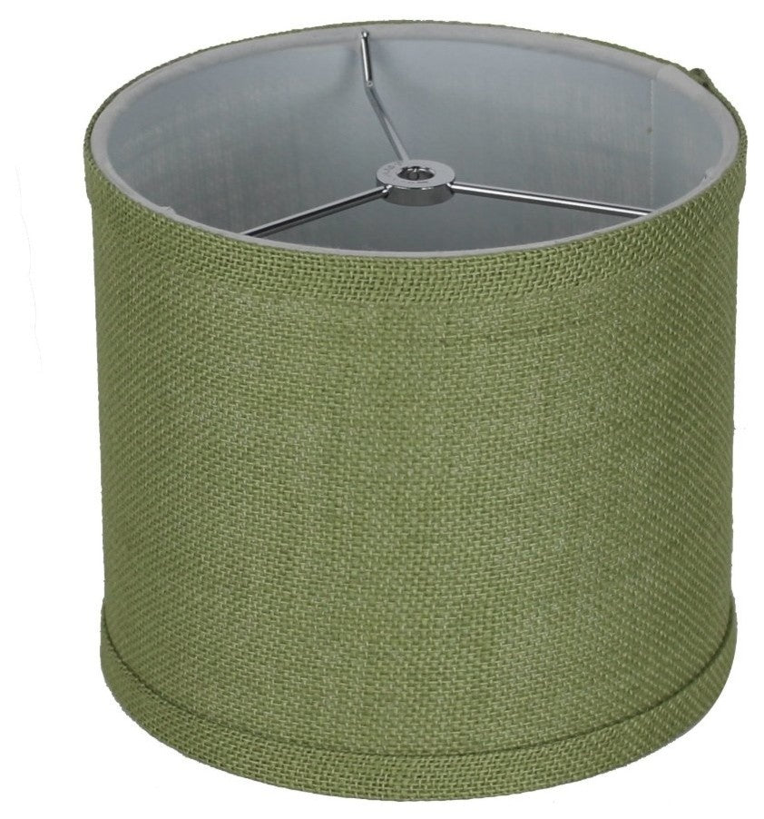 Classic Drum Burlap Lampshades, Khaki Green, 8"