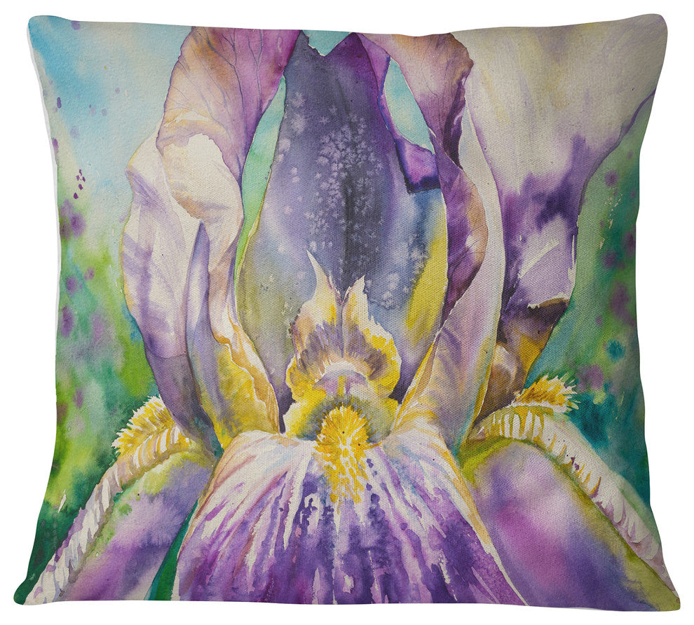 Iris Flower Close up Floral Throw Pillow, 16"x16"