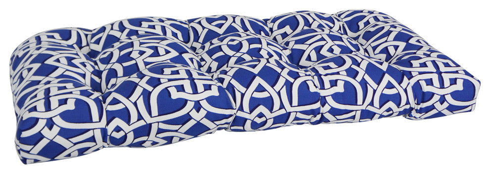 42"X19" U-Shaped Patterned Tufted Settee/Bench Cushion, Graystone Marine