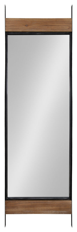 Kincaid Wood and Metal Full Length Leaner Mirror, Rustic Brown/Black 19.25x63