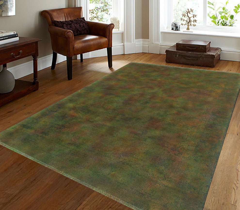 Vintage Distressed Saeedeh Green/Purple Rug, 4'7x6'3