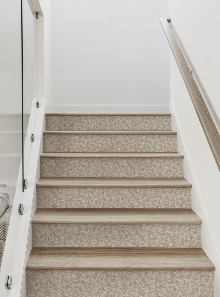 Forest Foliage Peel and Stick Stair Riser Strips, Beige, 48"w X 7"h, Set of 6