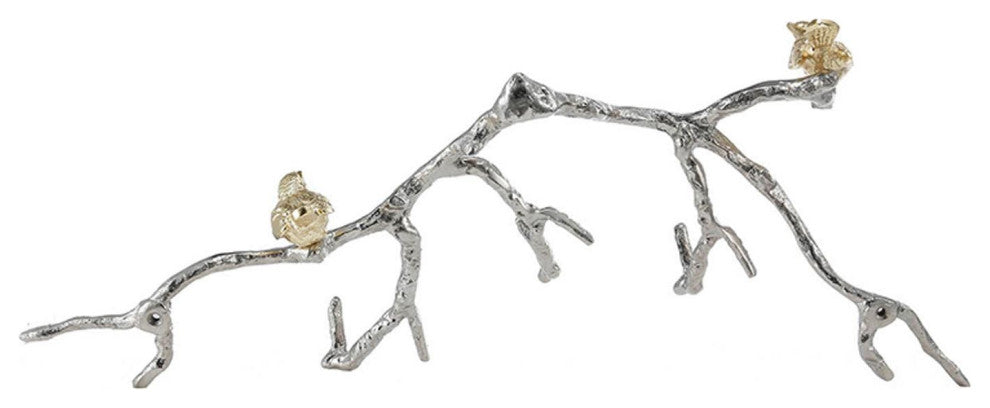 Silver and Gold Bird and Branch 3D Wall Decor