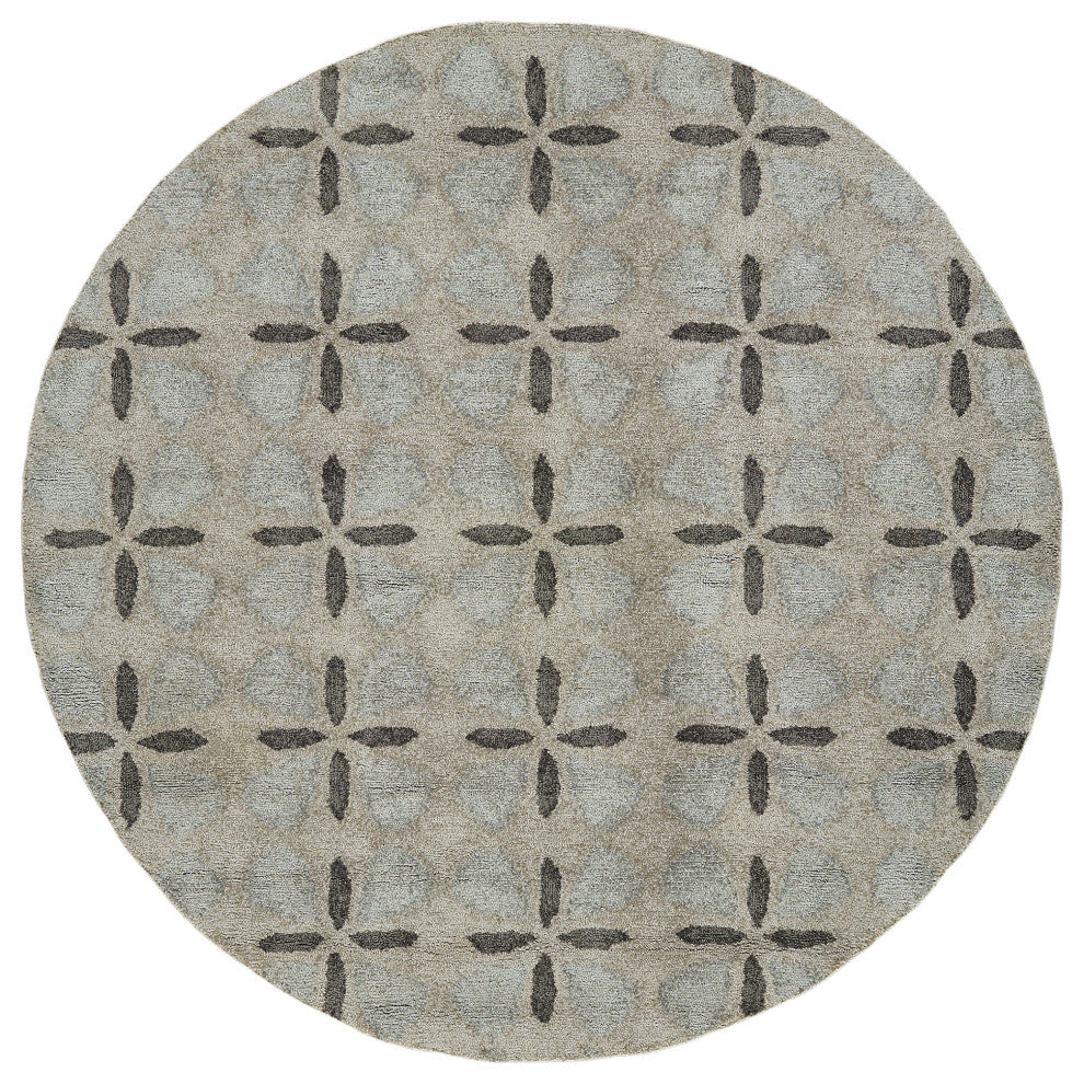 Peranakan Tile Collection Grey 5' x 8' Rectangle Indoor-Outdoor Area Rug