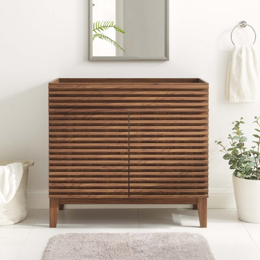 Render 36" Bathroom Vanity Cabinet, Walnut