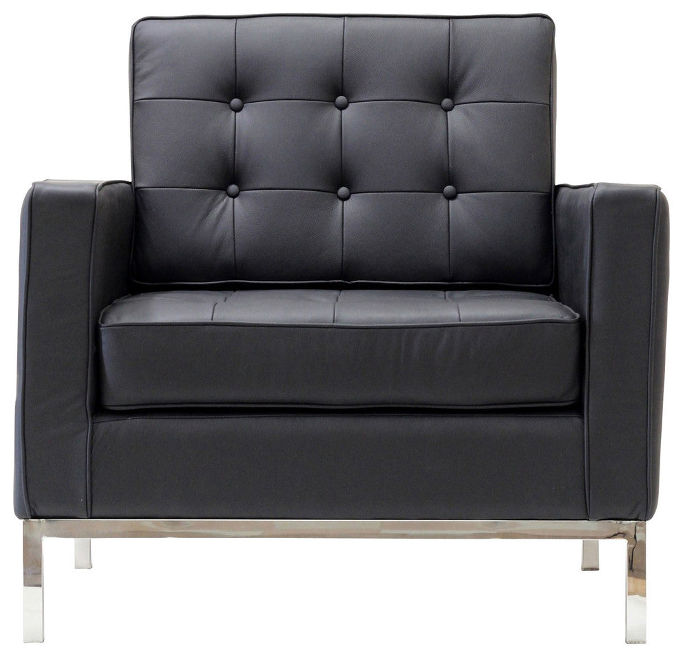 Modern Contemporary Living Room Leather Armchair Black