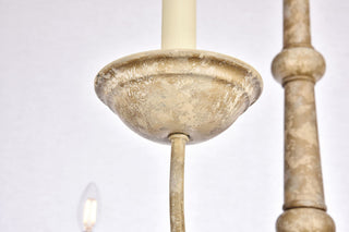 Elegant Lighting LD6007D35 Merritt 6 Light 35"W Taper Candle - Weathered Dove