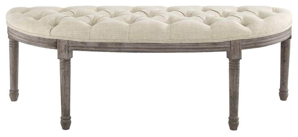 Esteem Vintage French Upholstered Fabric Semi-Circle Bench