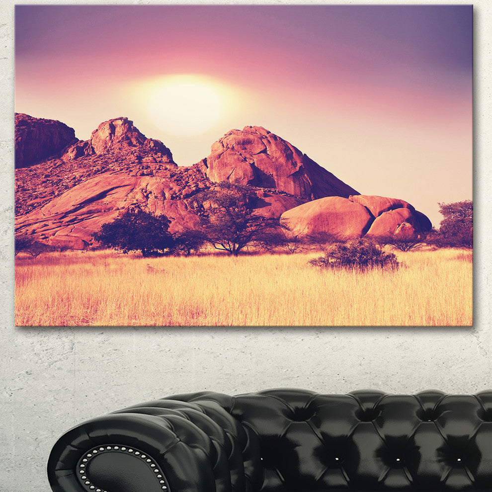 Rocky Hills and Grassland in Africa, Oversized Landscape Canvas Art, 40"x30"