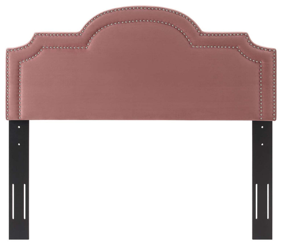Headboard, Nailhead, Full Queen Size, Pink, Velvet, Modern, Mid Century Guest