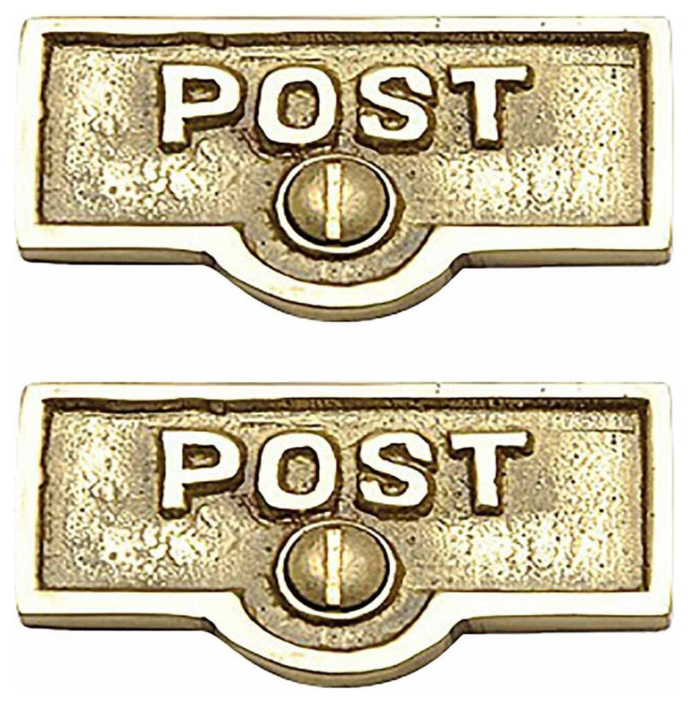2 Switch Plate Tags POST Name Signs Labels Lacquered Brass |