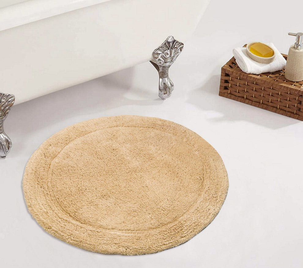 Waterford Absorbent Cotton and Machine washable Bath Rug 22" Round, Yellow
