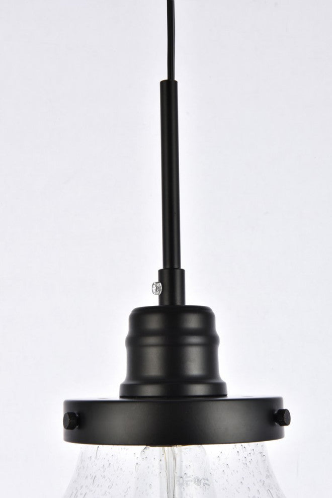Leighton 1-Light Black and Clear seeded Glass Plug-In Pendant