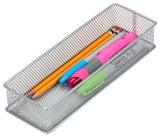 Silver Mesh Desk Drawer Organizer Tray Multipurpose Storage Holder, 6x12x2, 12