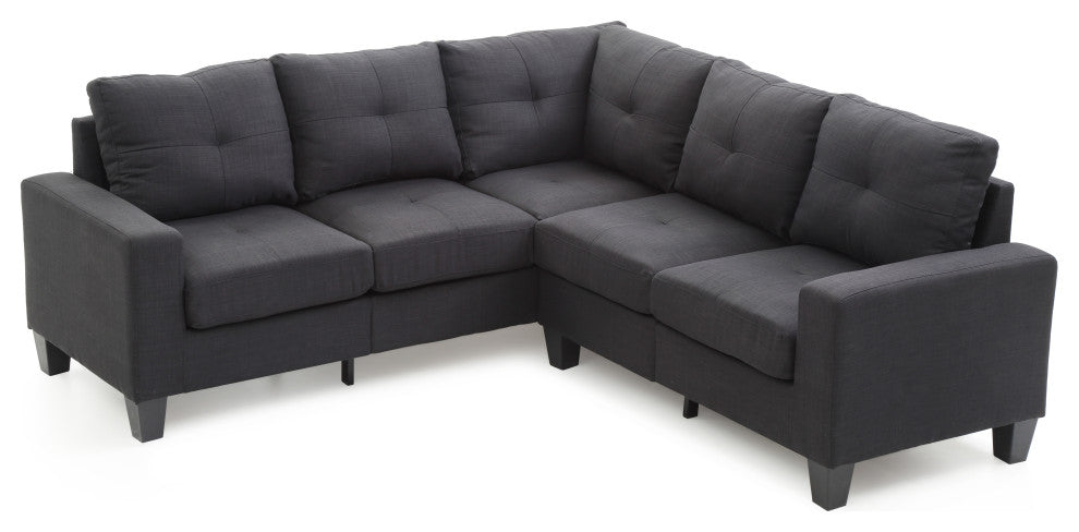 Kidd Sectional, Black Twill Fabric