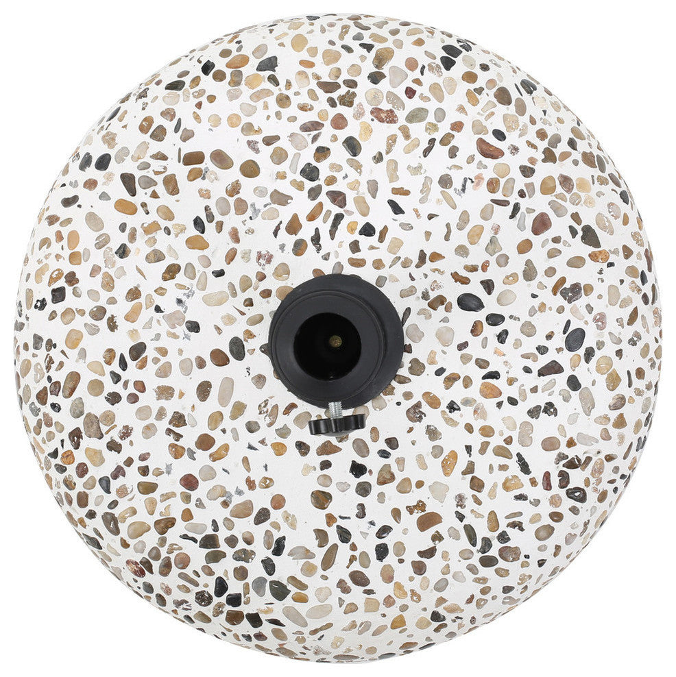 GDF Studio Mohave Outdoor Colorful Stone Concrete and Black Steel Unbrella Base