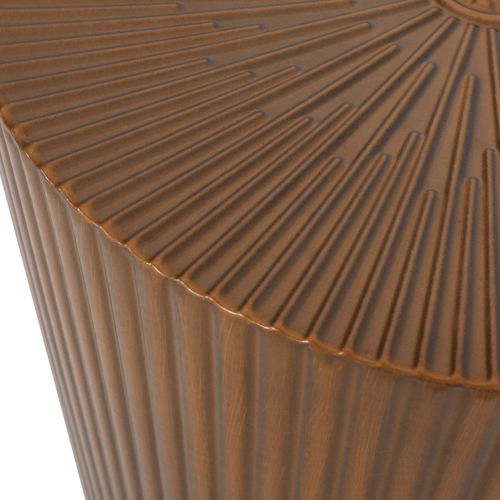 Pamsha Modern Iron Sunburst Side Table, Brushed Antique Bronze