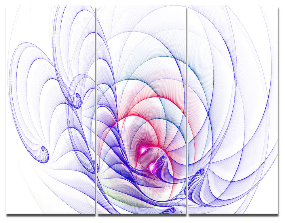 3D Blue Surreal Illustration, Abstract Wall Art Canvas, 36x28, 3 Panels