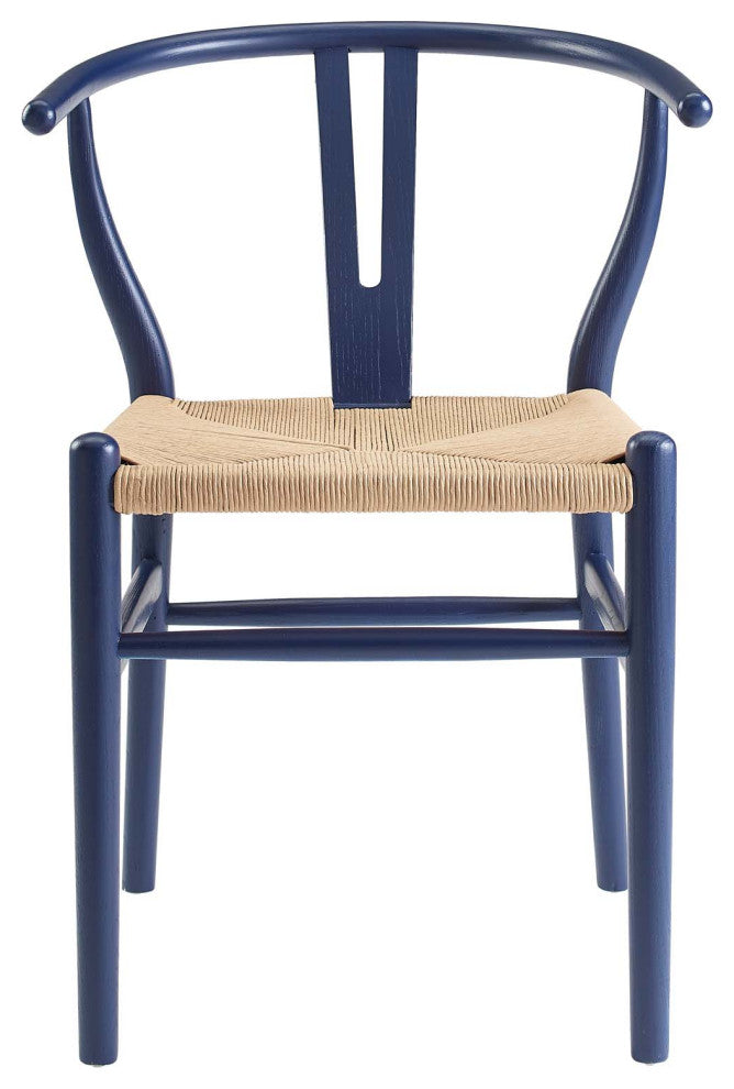 Side Dining Chair, Wood, Dark Blue, Modern, Cafe Bistro Restaurant Hospitality