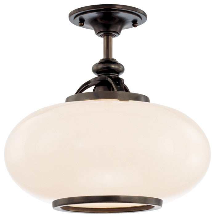 Canton 1-Light Semi Flush, Old Bronze, 15"