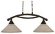 Bow 2 Light Island Light In Dark Granite, 12" Frosted Crystal Glass