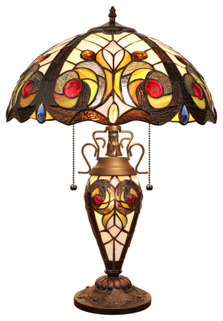 Lennon Tiffany 3-Light Victorian Double Lit Table Lamp 16" Shade