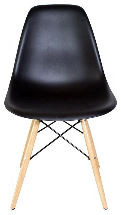 Set of 2 DSW Black Mid Century Modern Plastic Dining Shell Chair