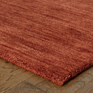 Arista Solid Red Hand-Crafted Area Rug, 6'x9'