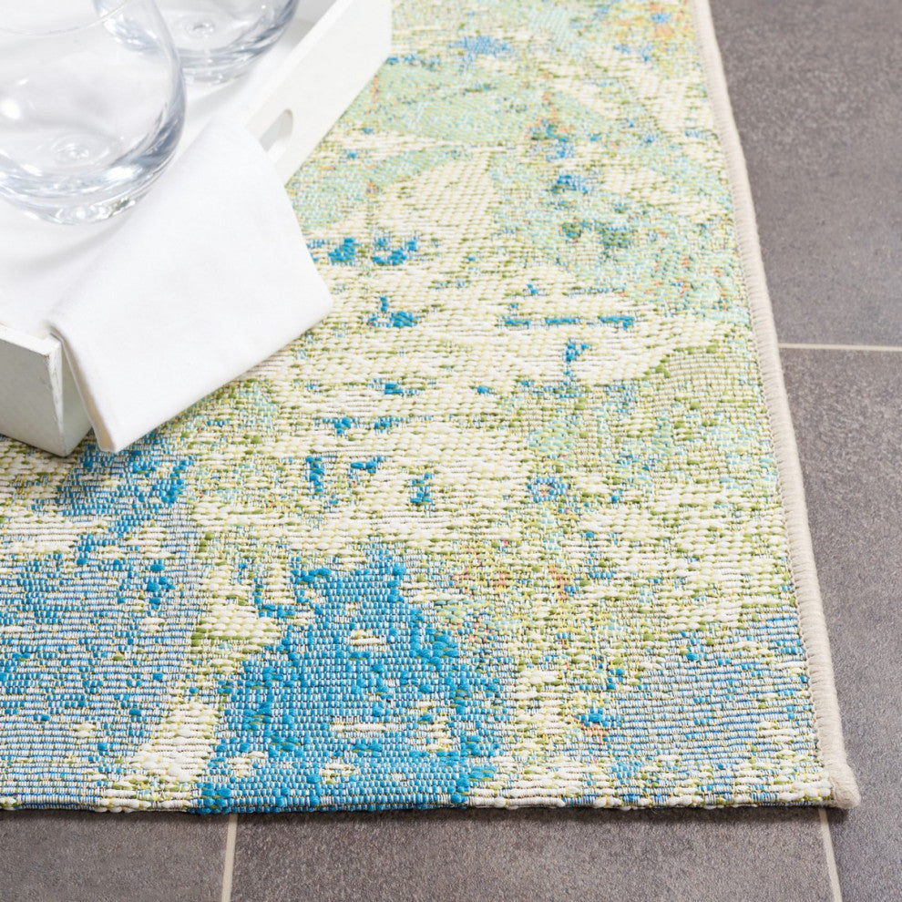 Safavieh Barbados Collection Indoor-Outdoor BAR594 Rug, Blue/Ivory, 8'x10'5"