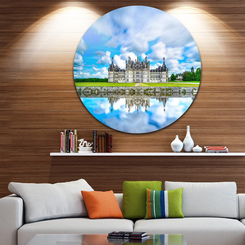 Chateau De Chambord Castle In Blue, Landscape Round Wall Art, 11"