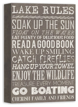Lake Rules Gray Wall Art, 12x18
