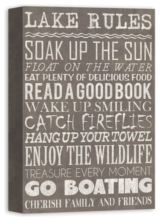 Lake Rules Gray Wall Art, 12x18