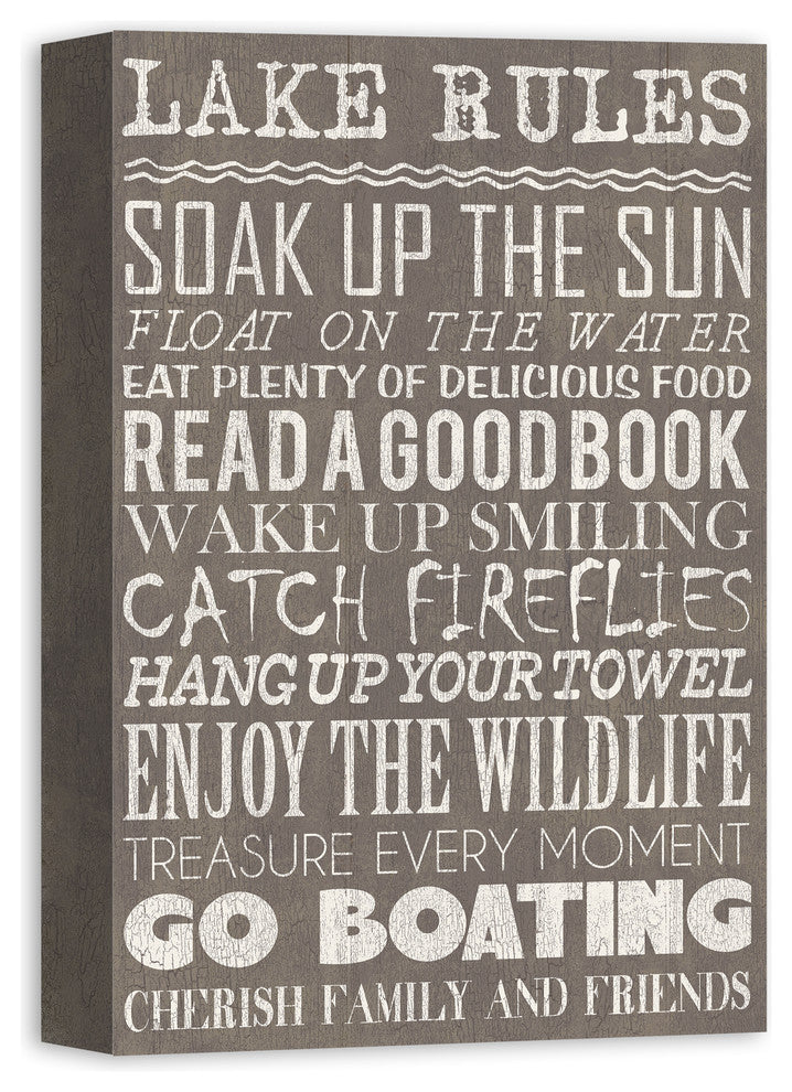 Lake Rules Gray Wall Art, 12x18