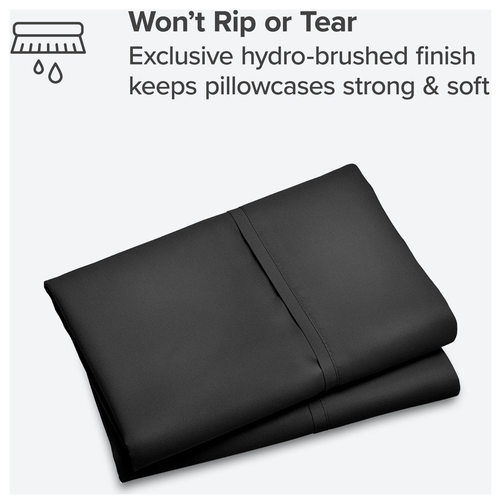 Bare Home Microfiber Pillowcases - Set of 2, Black, Standard