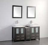Vanity Art Bathroom Vanity Set With Sink, Espresso, 60", Standard Mirror