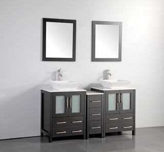 Vanity Art Bathroom Vanity Set With Sink, Espresso, 60", Standard Mirror