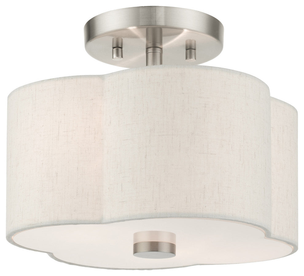 Brushed Nickel French Country, Floral, Transitional, Semi Flush