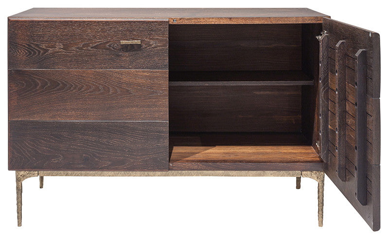 Kulu Seared Oak and Gilded Bronze Cast Iron Legs Sideboard Buffet