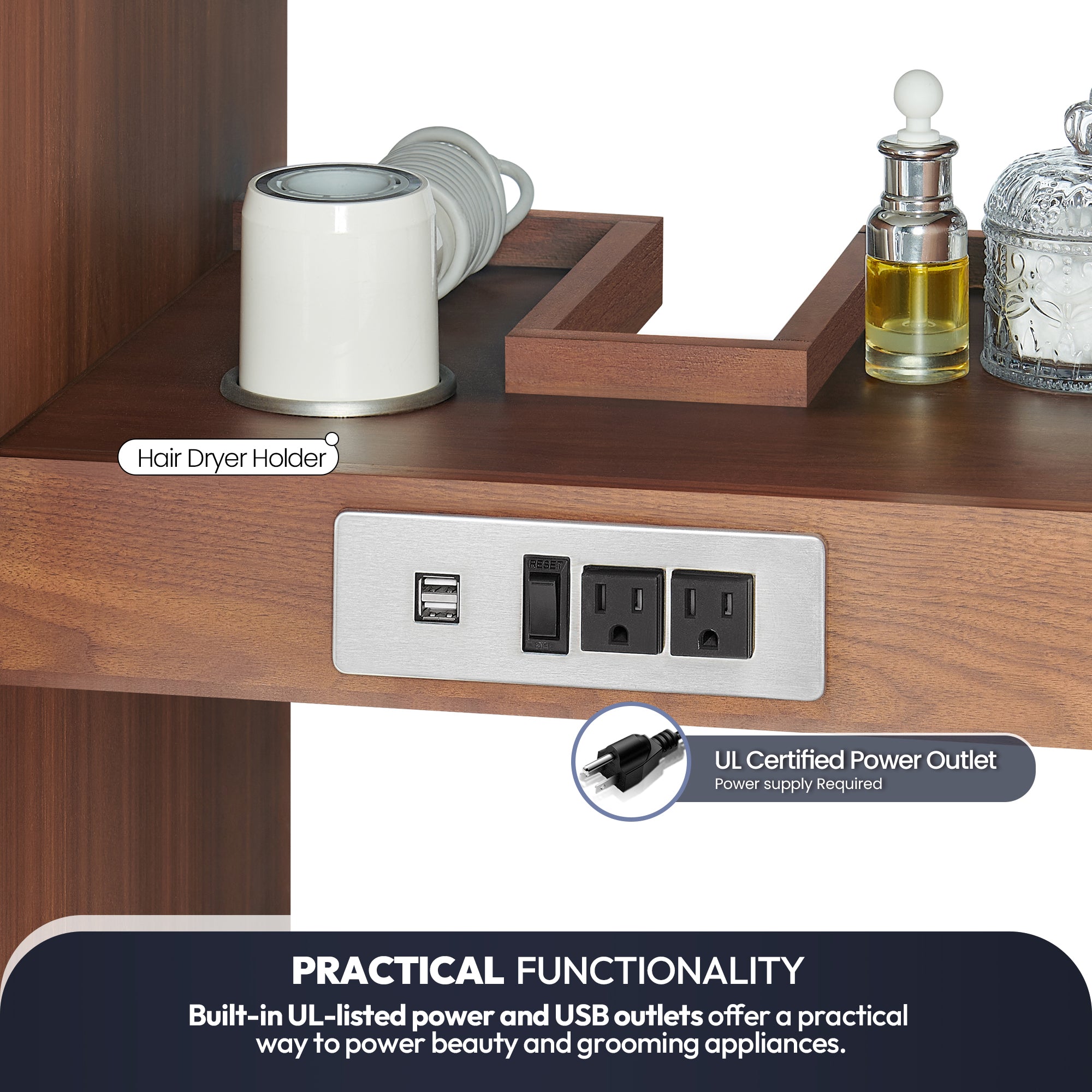 San Bath Vanity with Stone Top, Natural Walnut, 48", Single Vanity, No Mirror