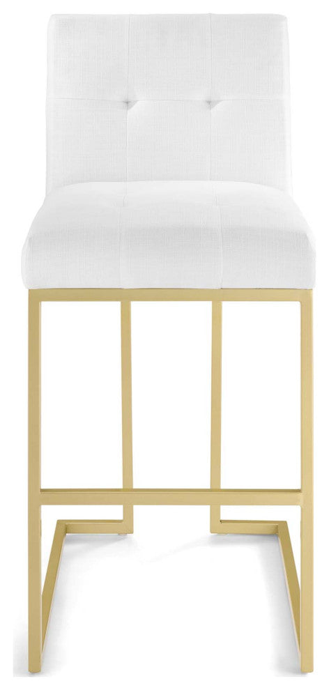 Bar Stool Chair Barstool, Fabric, Metal, Gold White, Modern, Bar Pub Cafe Bistro