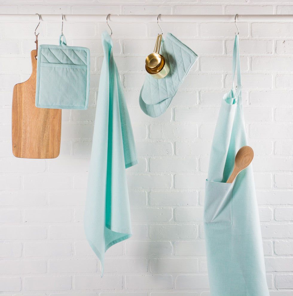 DII Aqua Solid Chambray Chef Apron