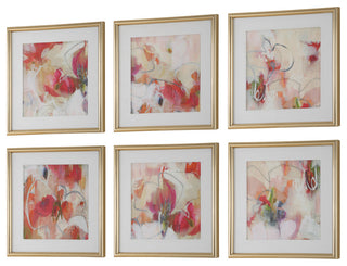 Uttermost Fresh Start Red Abstract Prints, S/6