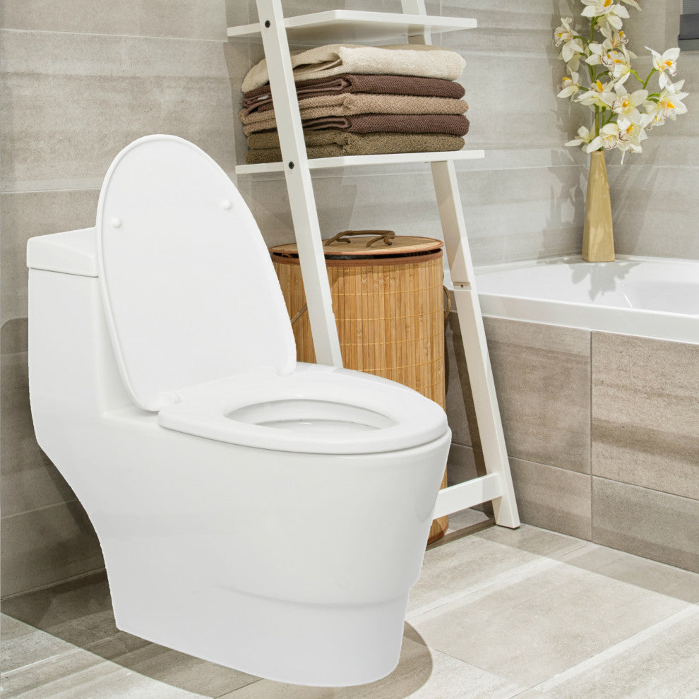 Fine Fixtures Modern Dual Flush Elongated One-Piece Toilet, Seat Included