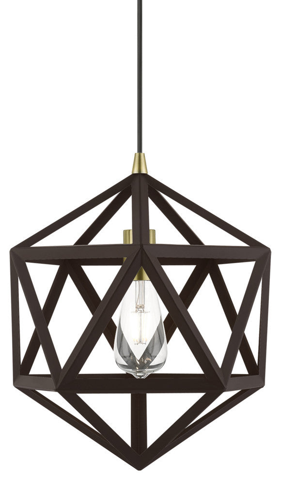Ashland 1 Light Bronze With Antique Brass Accents Pendant