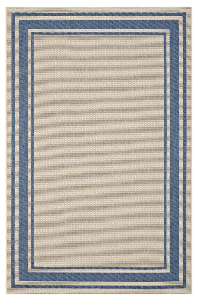 Area Rug Runner Floor Carpet, Indoor Outdoor, Rectangular, 9x12, Blue Beige
