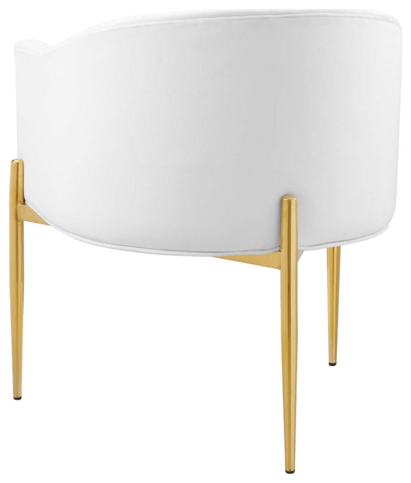 Tufted Accent Chair, Set of 2, Velvet, Metal, White, Modern, Lounge Hospitality