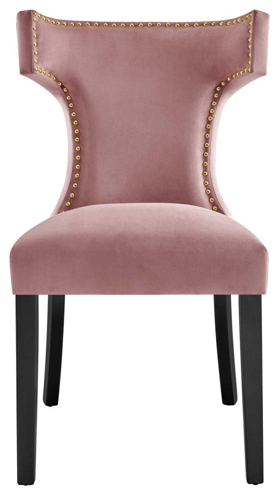 Curve Performance Velvet Dining Chairs, Set of 2, Dusty Rose