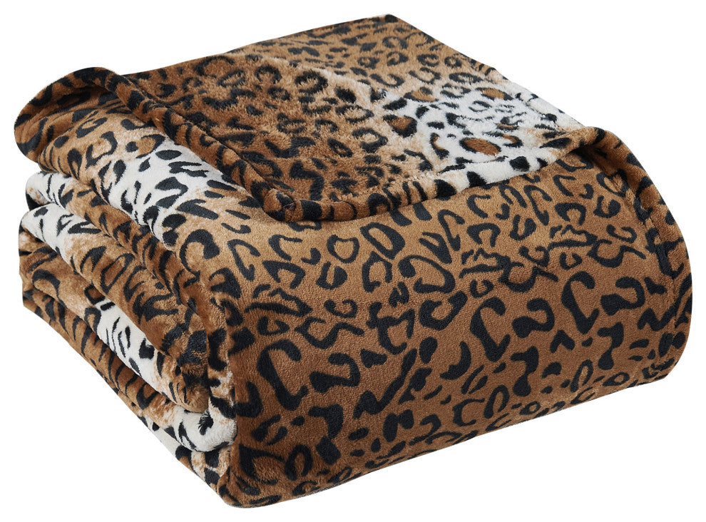 Striped Snow Leopard Safari Flannel Fleece Blanket, Twin