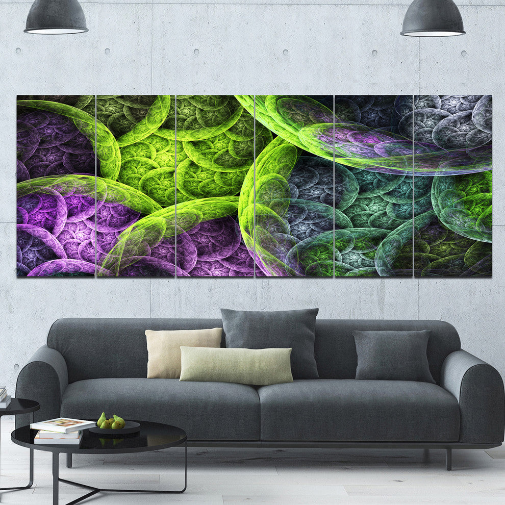 Green Pink Colorful Clouds, Abstract Canvas Art Print, 70"x28", 6 Panels